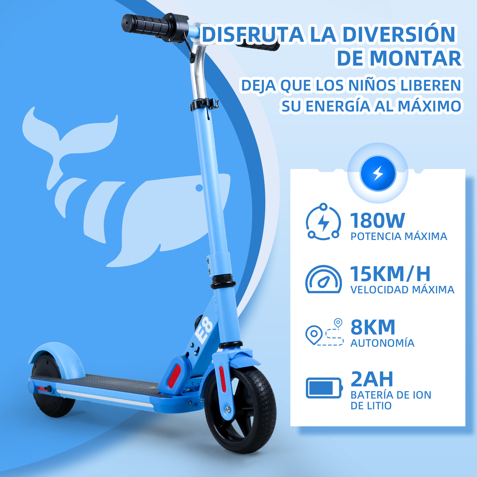 Foto 3 pulgar | Scooter Eléctrico Honey Whale E8 Azul
