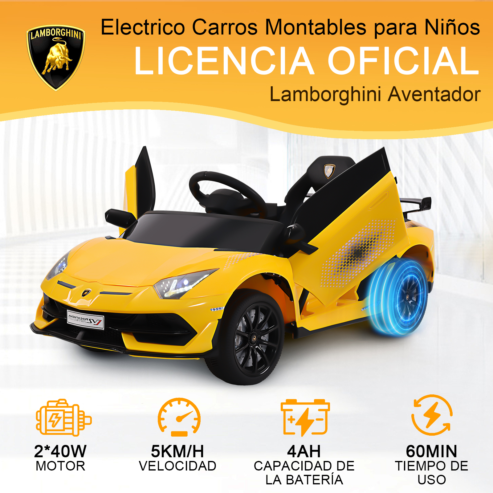 Foto 2 | Montable Electrico Infantil Deportivo Honey Whale Bdq-018 Amarillo