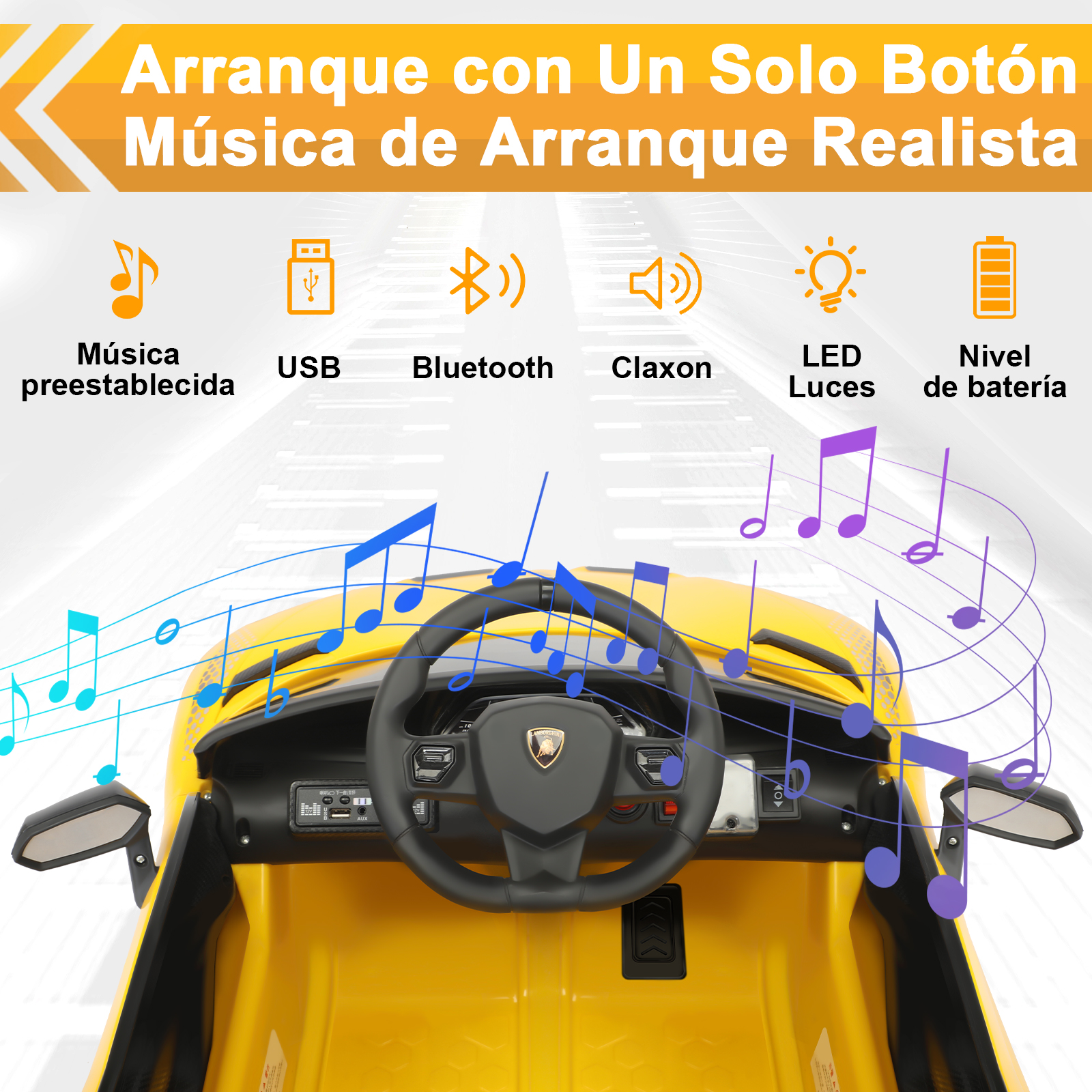 Foto 4 pulgar | Montable Electrico Infantil Deportivo Honey Whale Bdq-018 Amarillo