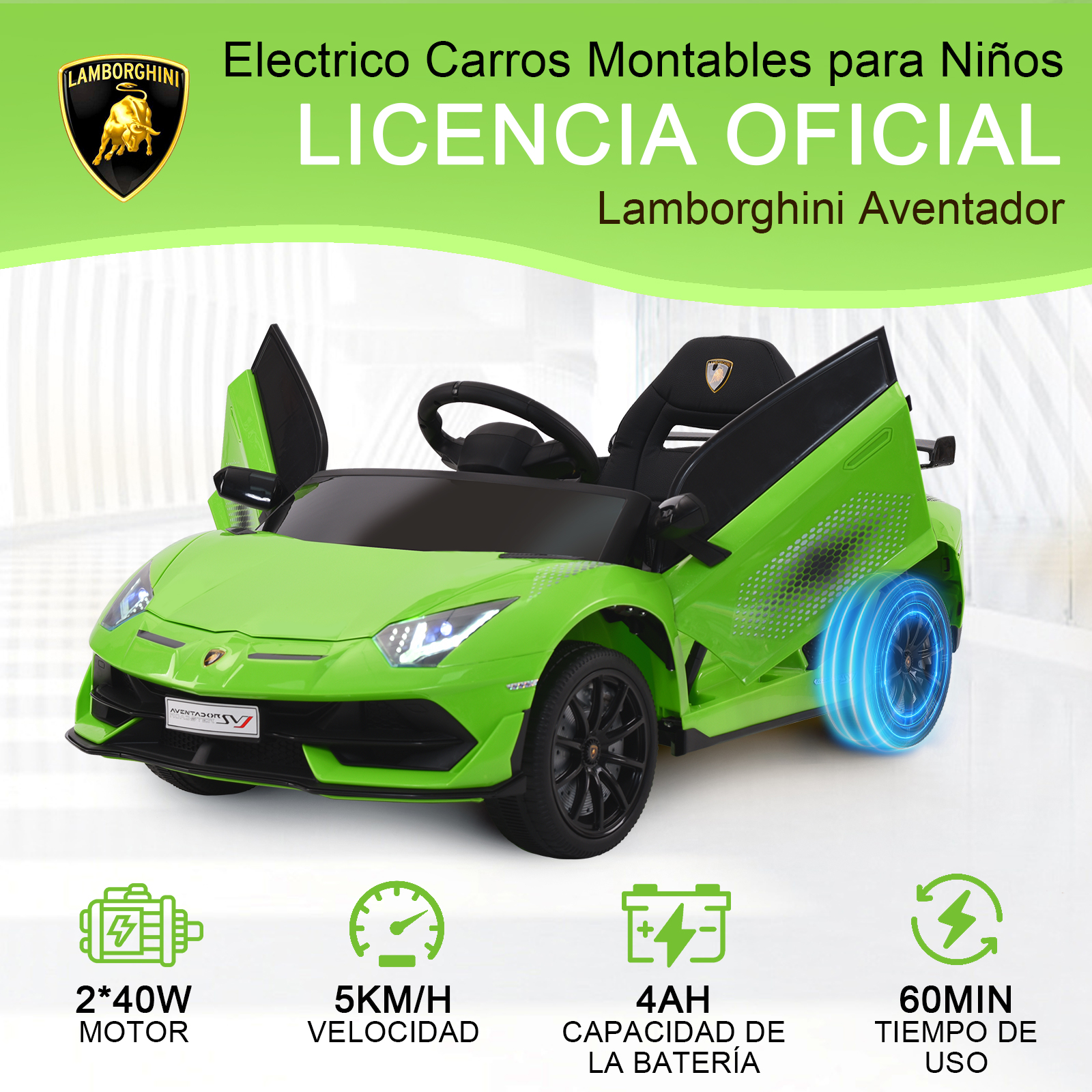 Foto 3 pulgar | Montable Eléctrico Infantil Deportivo Honey Whale Bdq-018 Verde