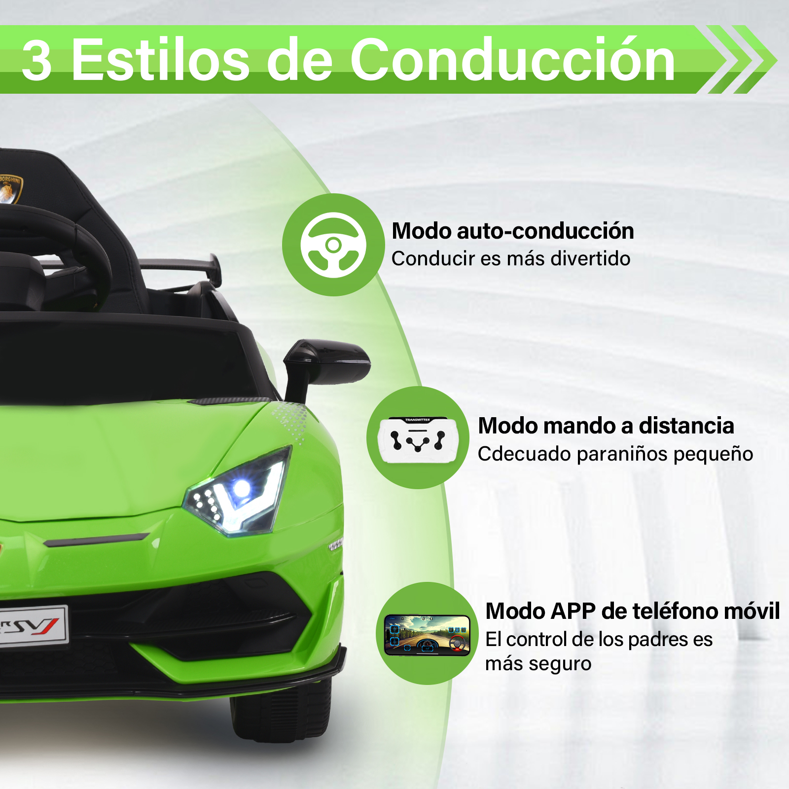 Foto 5 pulgar | Montable Eléctrico Infantil Deportivo Honey Whale Bdq-018 Verde