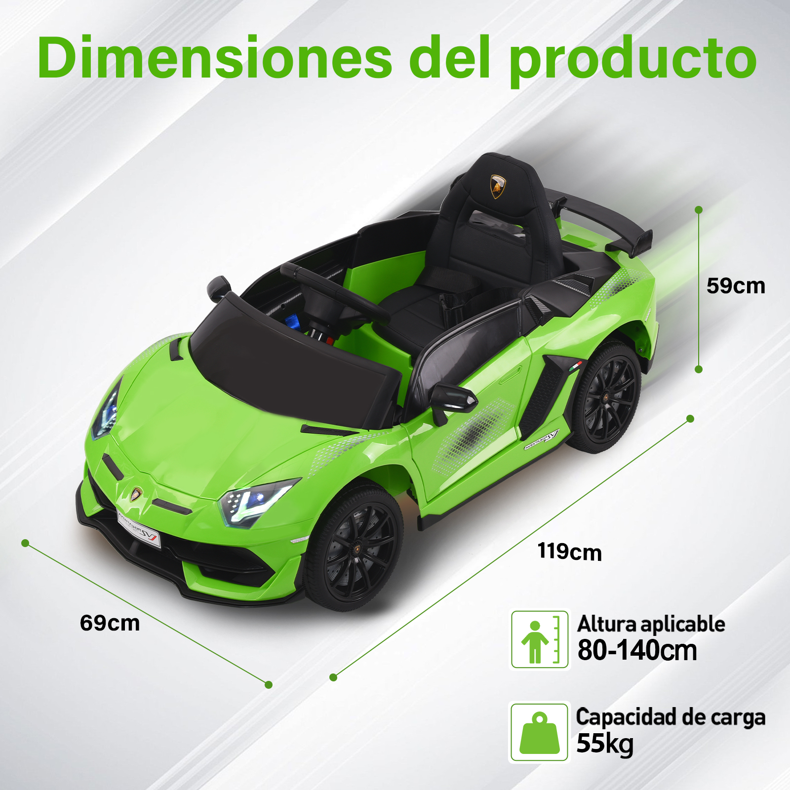 Foto 6 | Montable Eléctrico Infantil Deportivo Honey Whale Bdq-018 Verde