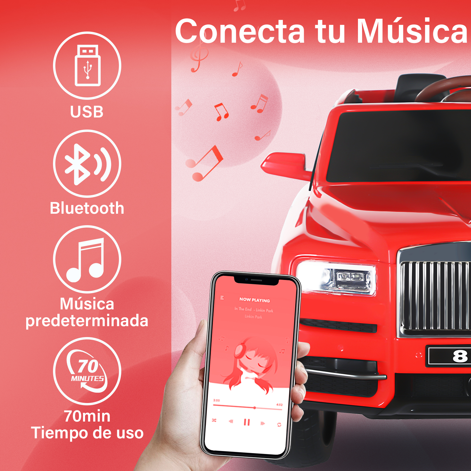 Foto 5 pulgar | Montable Electrico Infantil 4x4 Honey Whale Bdq-8110 Rojo