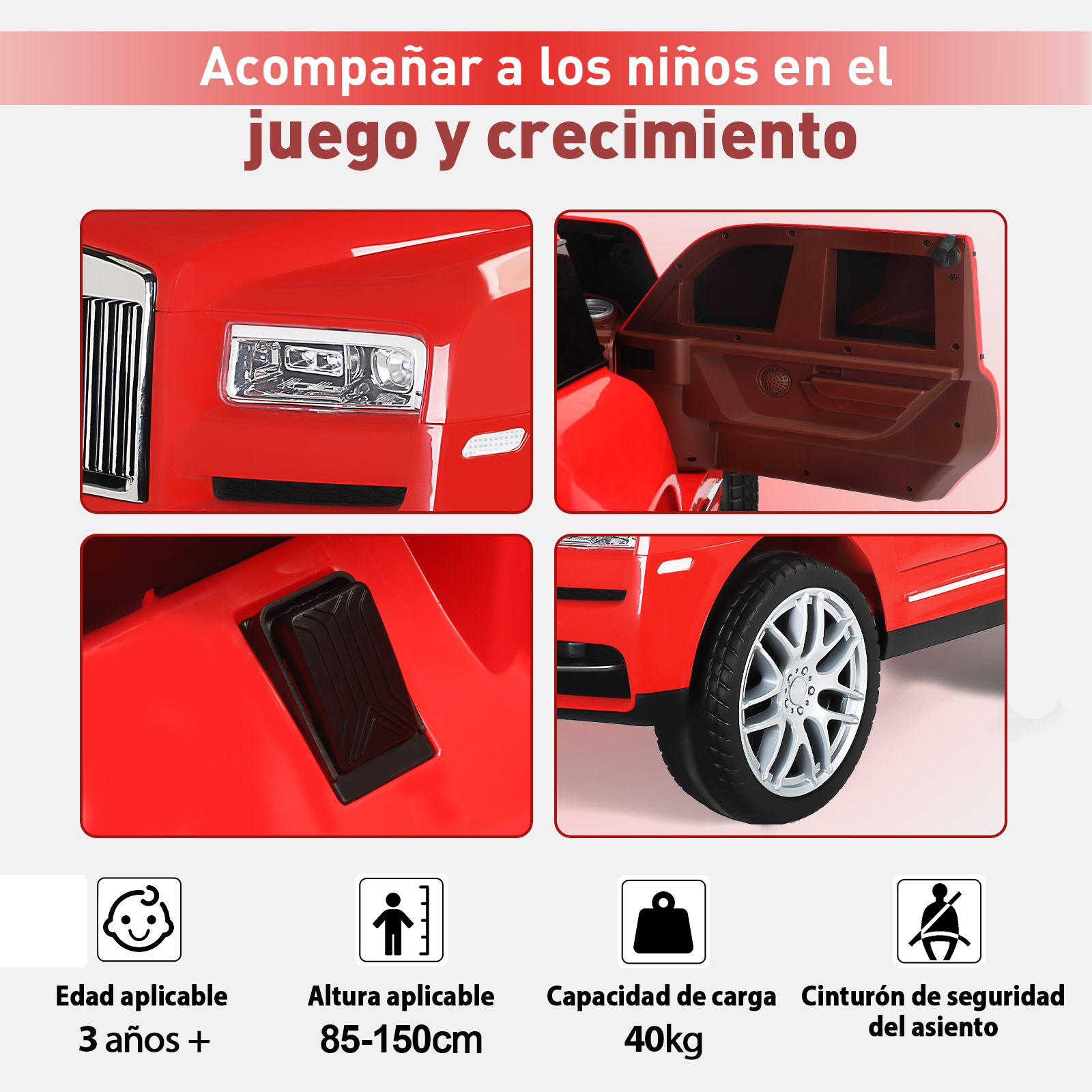 Foto 7 pulgar | Montable Electrico Infantil 4x4 Honey Whale Bdq-8110 Rojo