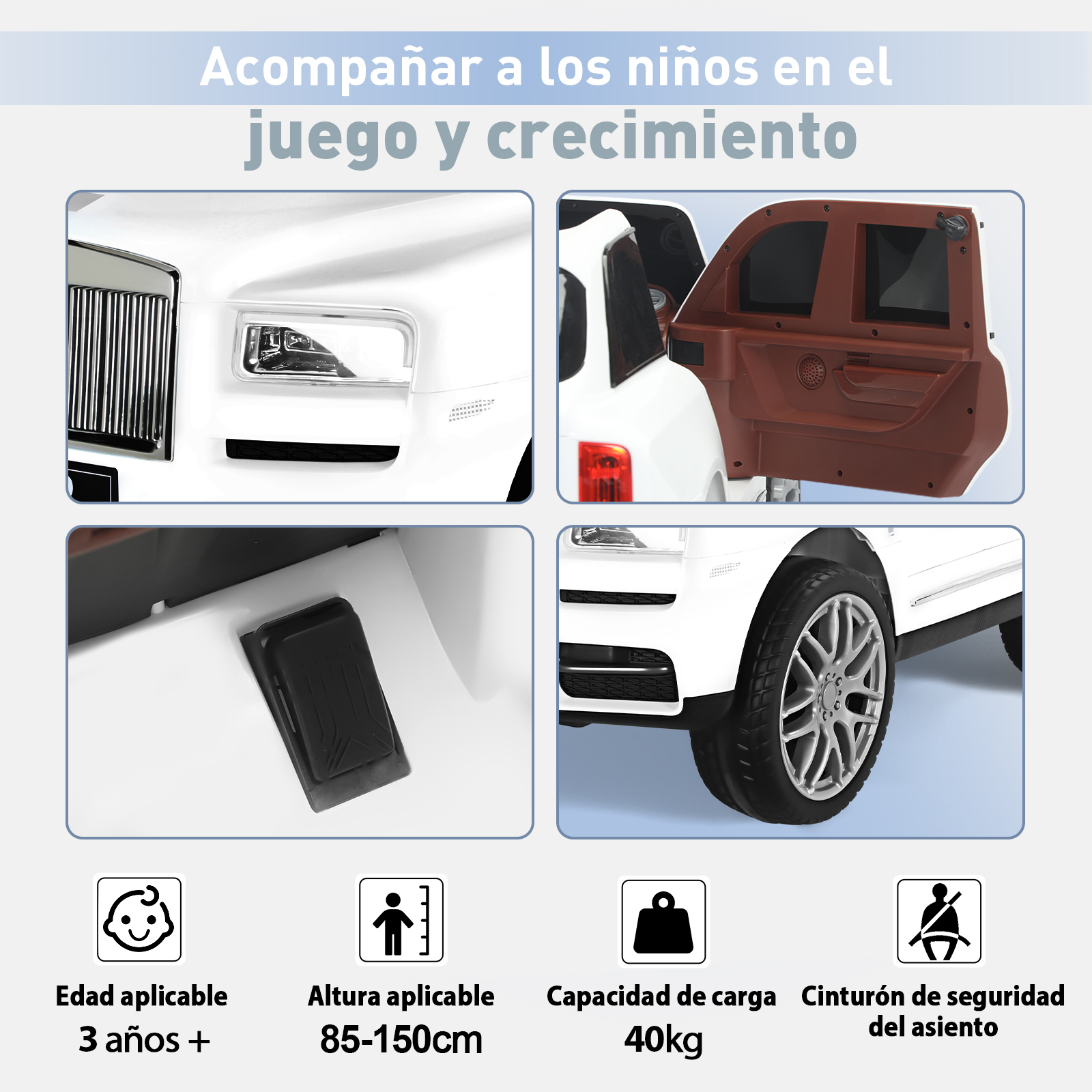 Foto 7 pulgar | Montable Eléctrico Infantil 4x4 Honey Whale Bdq-8110 Blanco