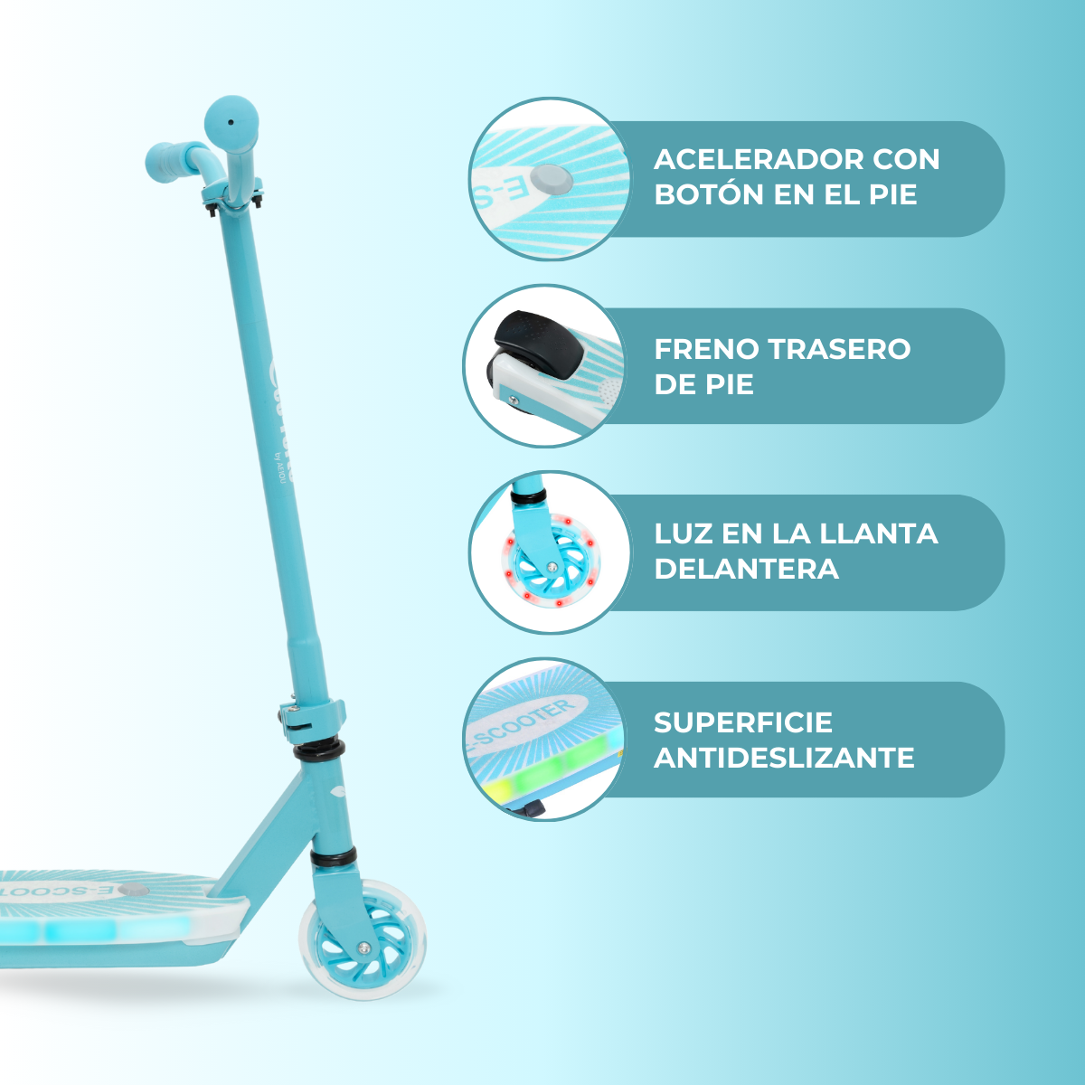 Foto 3 pulgar | Patín Eléctrico Eco-forte Sg08 Scooter De Entrenamiento Azul