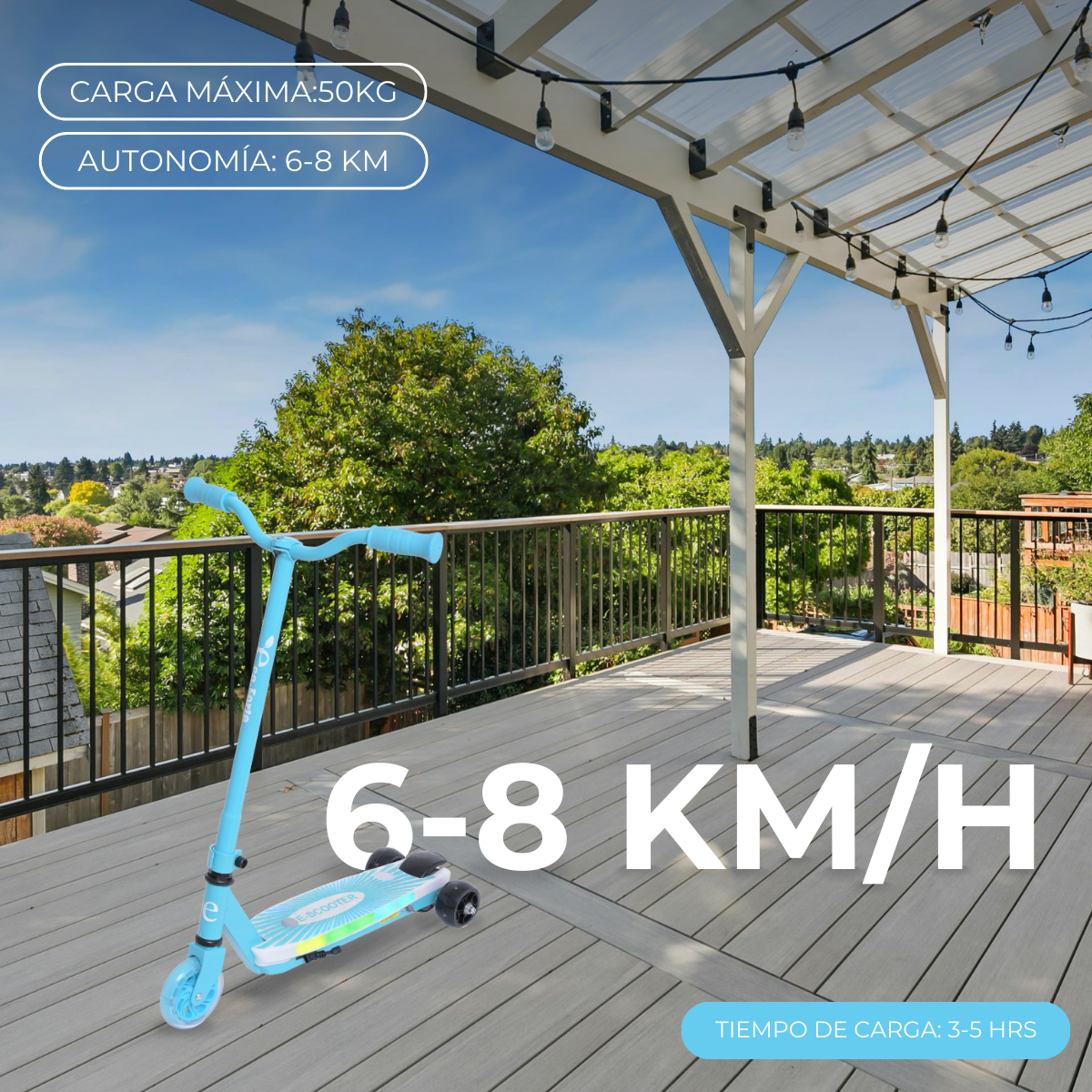 Foto 5 pulgar | Patín Eléctrico Eco-forte Sg08 Scooter De Entrenamiento Azul