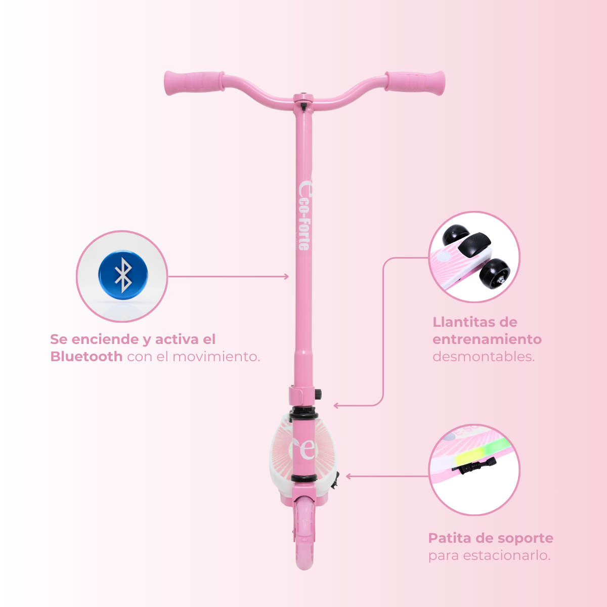 Foto 4 pulgar | Patín Eléctrico Eco-forte Sg08 Scooter De Entrenamiento Rosa