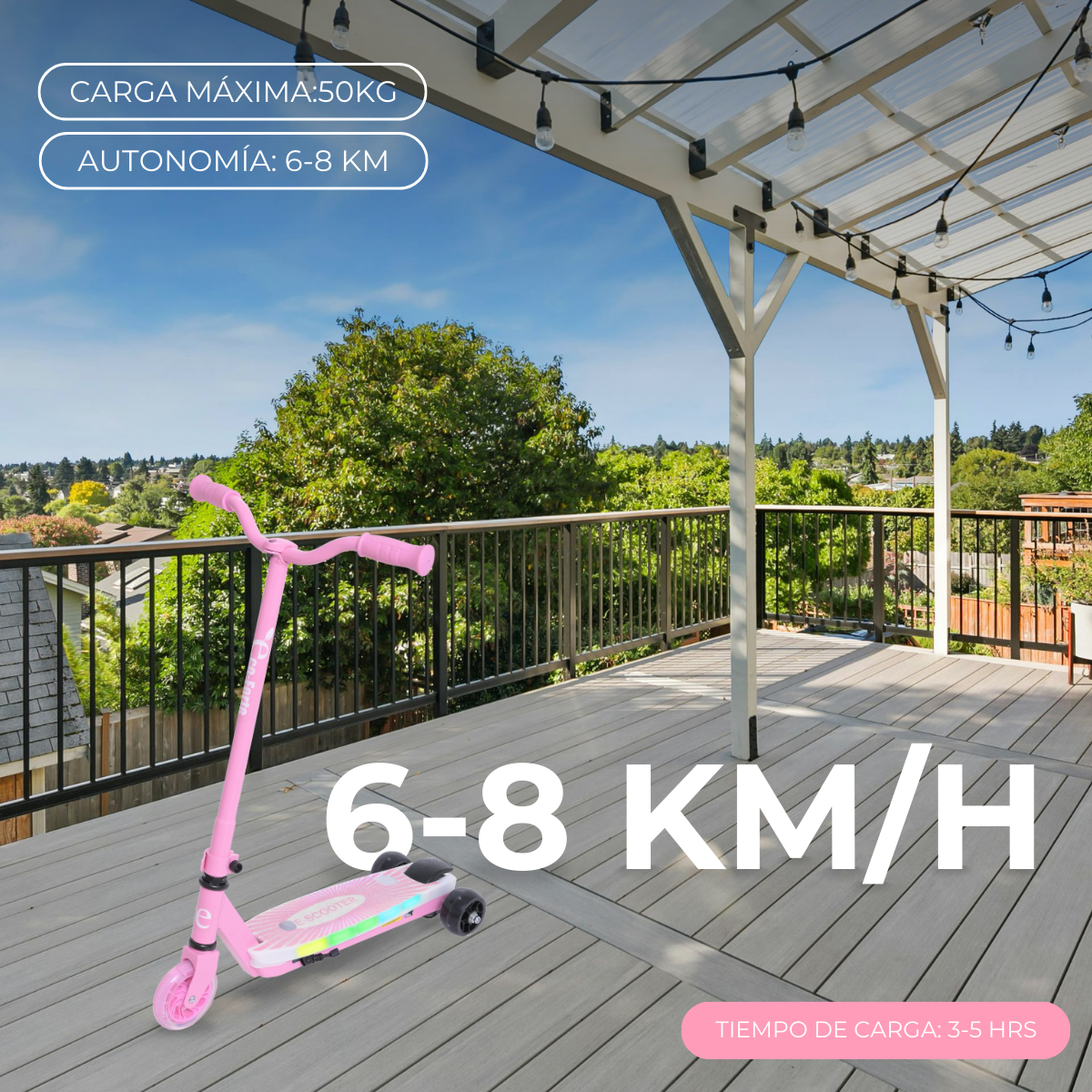 Foto 5 pulgar | Patín Eléctrico Eco-forte Sg08 Scooter De Entrenamiento Rosa