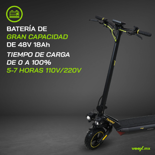 Foto 4 pulgar | Scooter Patín Eléctrico Turbo  1000w 18ah Estructura Negra