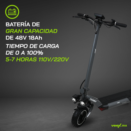 Foto 5 pulgar | Scooter Patín Eléctrico Turbo  1000w 18ah  Estructura Gris Oxford