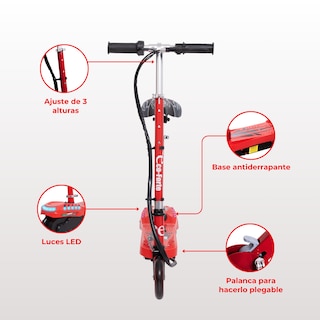 Foto 2 | Scooter Patín Eléctrico Eco-forte Luces Cd06-s 120w 12km/h Rojo