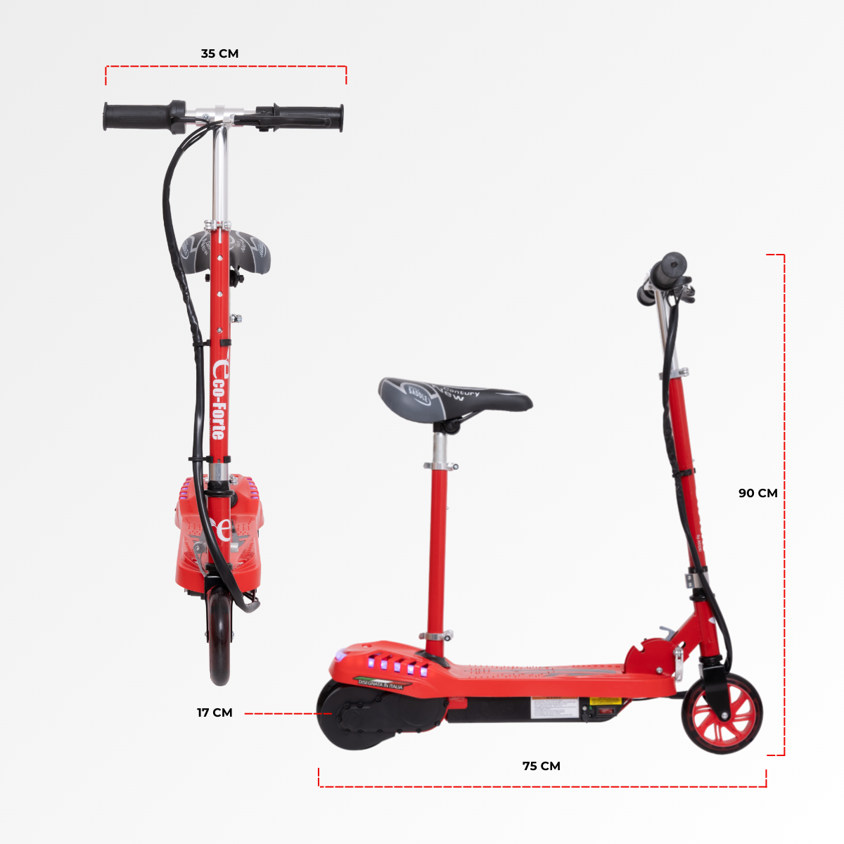 Foto 7 pulgar | Scooter Patín Eléctrico Eco-forte Luces Cd06-s 120w 12km/h Rojo