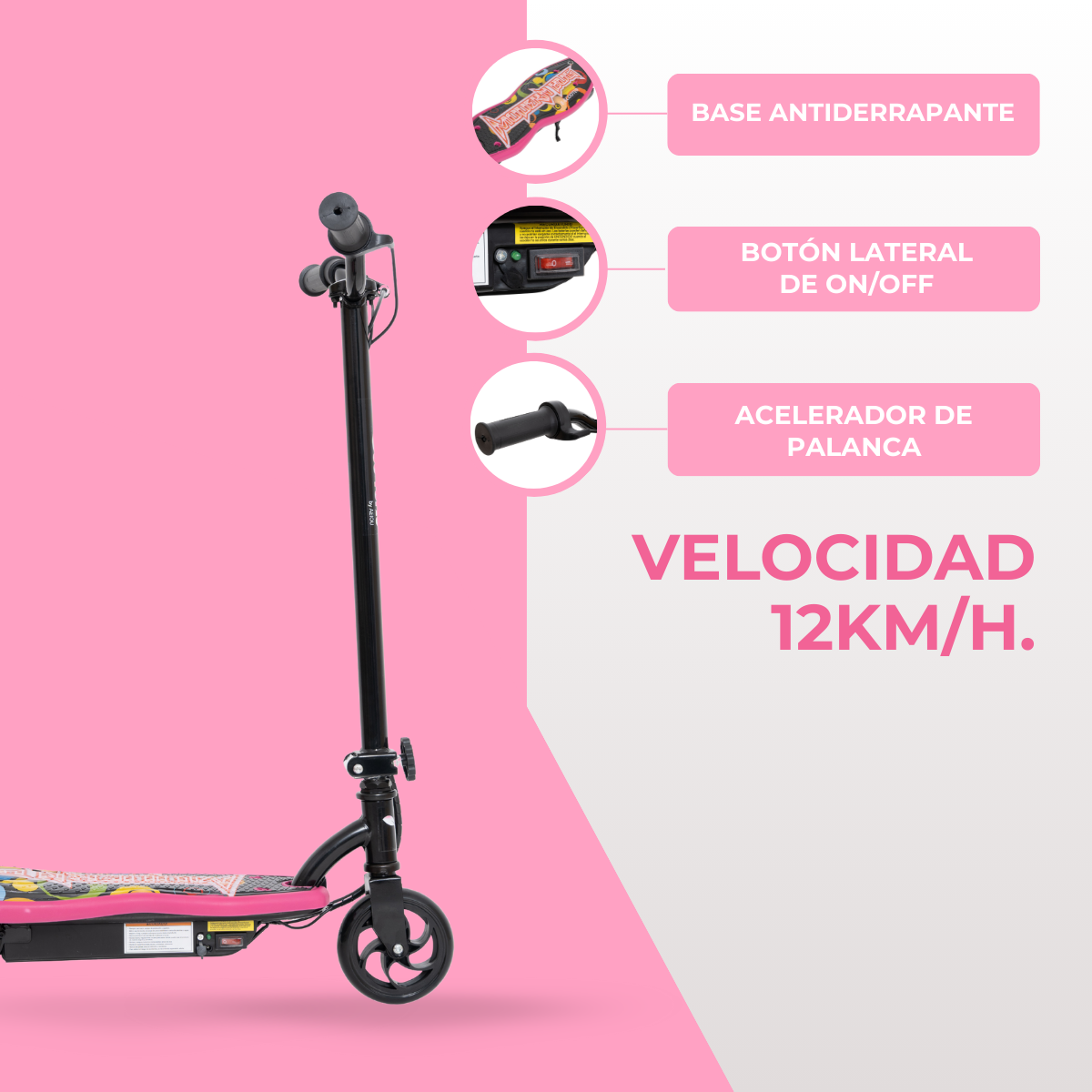 Foto 5 pulgar | Scooter Patín Eléctrico Eco-forte Plegable 24v 120w 12km/h Rosa