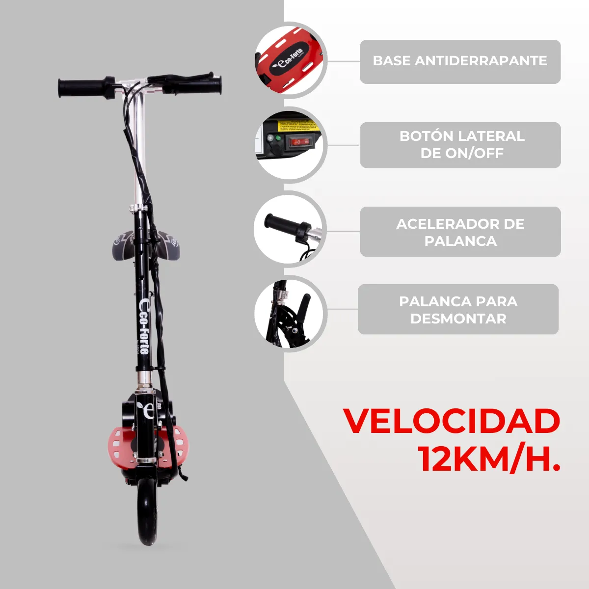 Foto 4 | Scooter Patín Eléctrico Eco-forte Cd15 Asiento 120w 12km/h Rojo