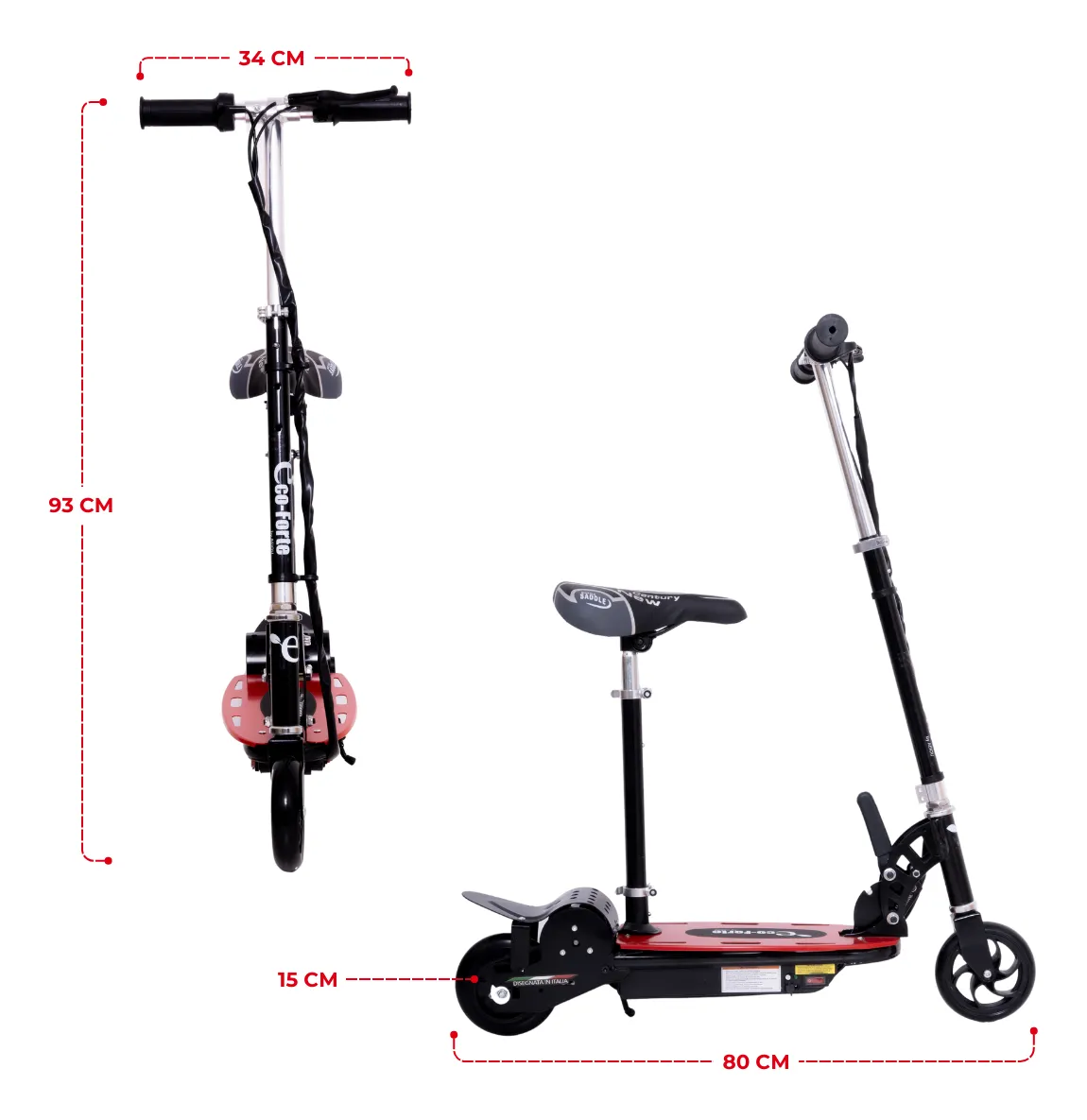 Foto 7 pulgar | Scooter Patín Eléctrico Eco-forte Cd15 Asiento 120w 12km/h Rojo