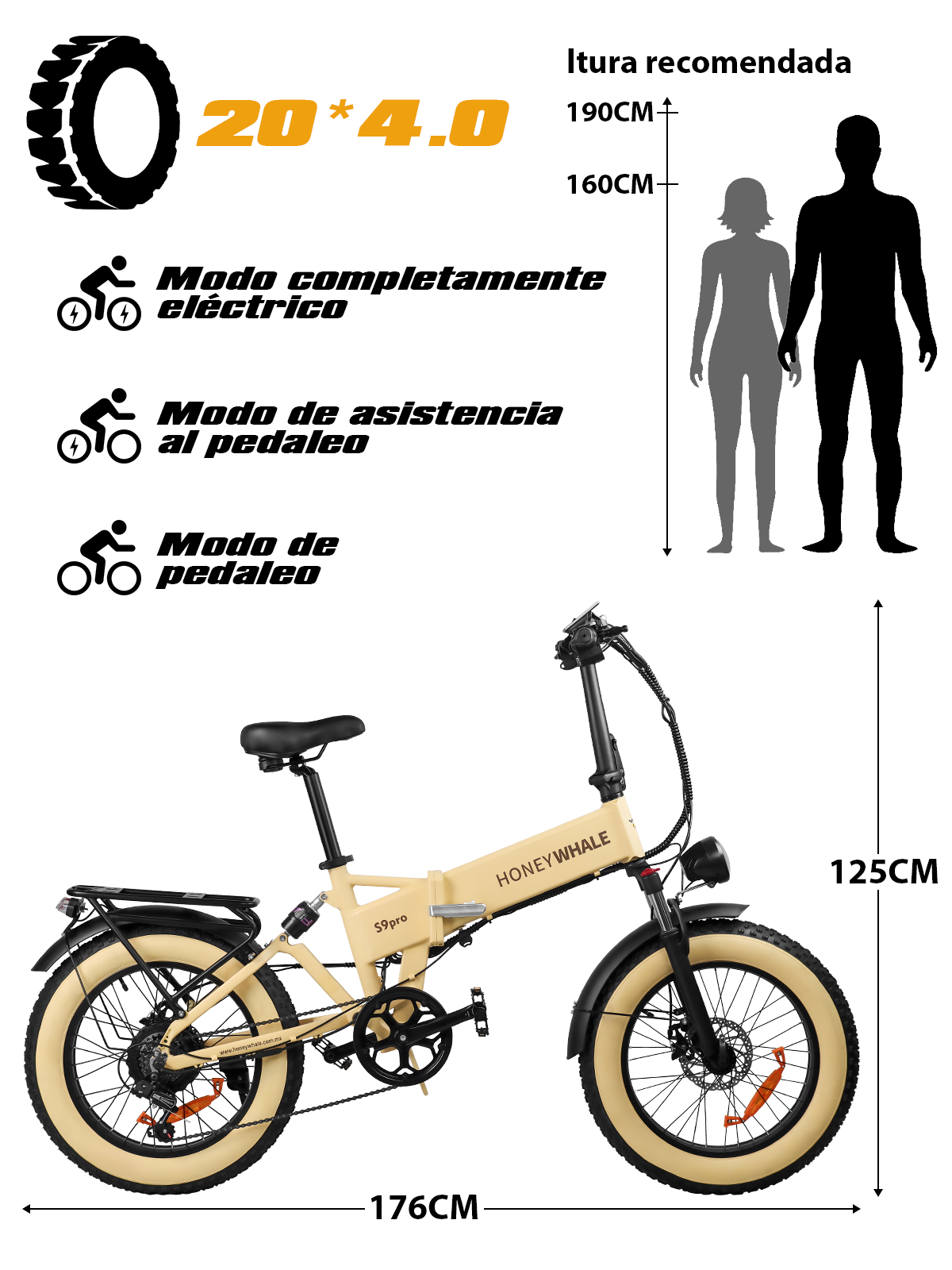 Foto 7 | Bicicleta Eléctrica Honey Whale S9 Pro Amarilla