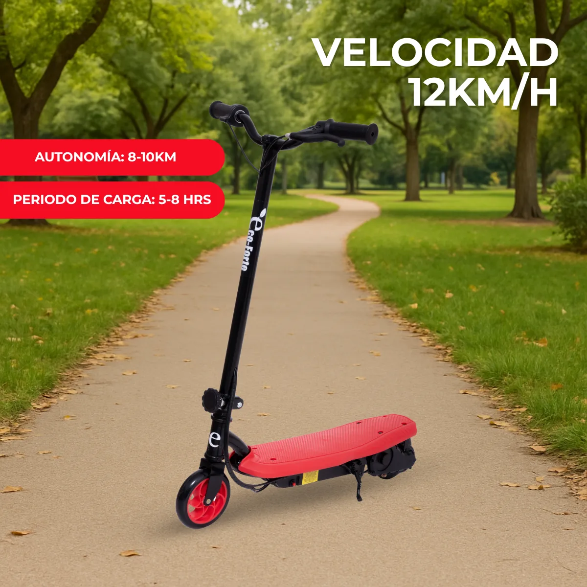 Foto 6 | Scooter Patín Eléctrico Eco-forte Plegable Cd11a 120w 12km/h Rojo