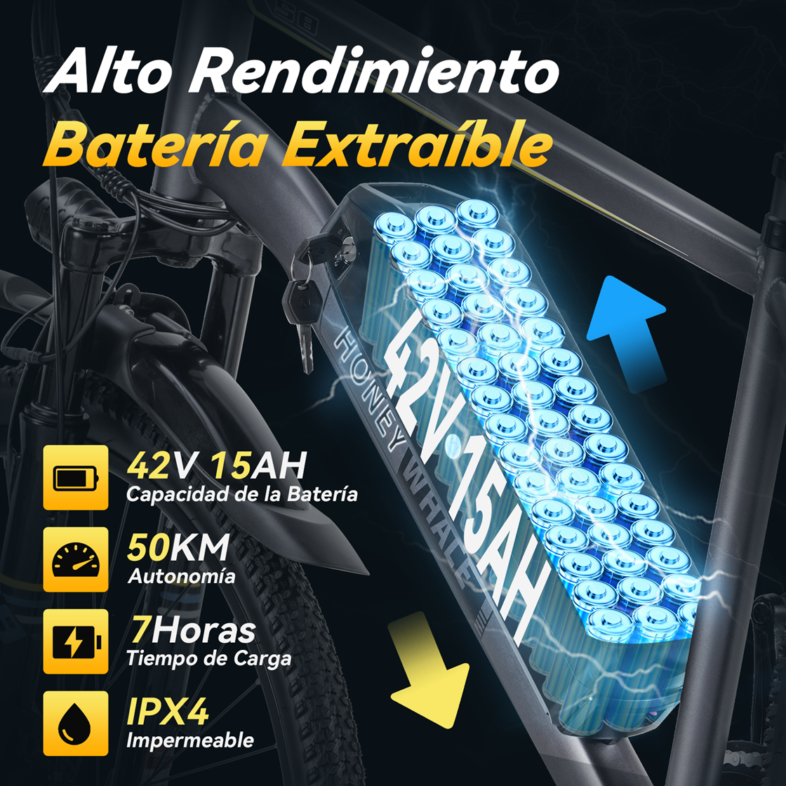 Foto 3 | Bicicleta Eléctrica Con Batería Extraíble  Honey Whale S8 Gris