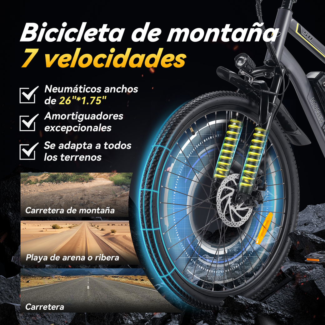 Foto 5 | Bicicleta Eléctrica Con Batería Extraíble  Honey Whale S8 Gris