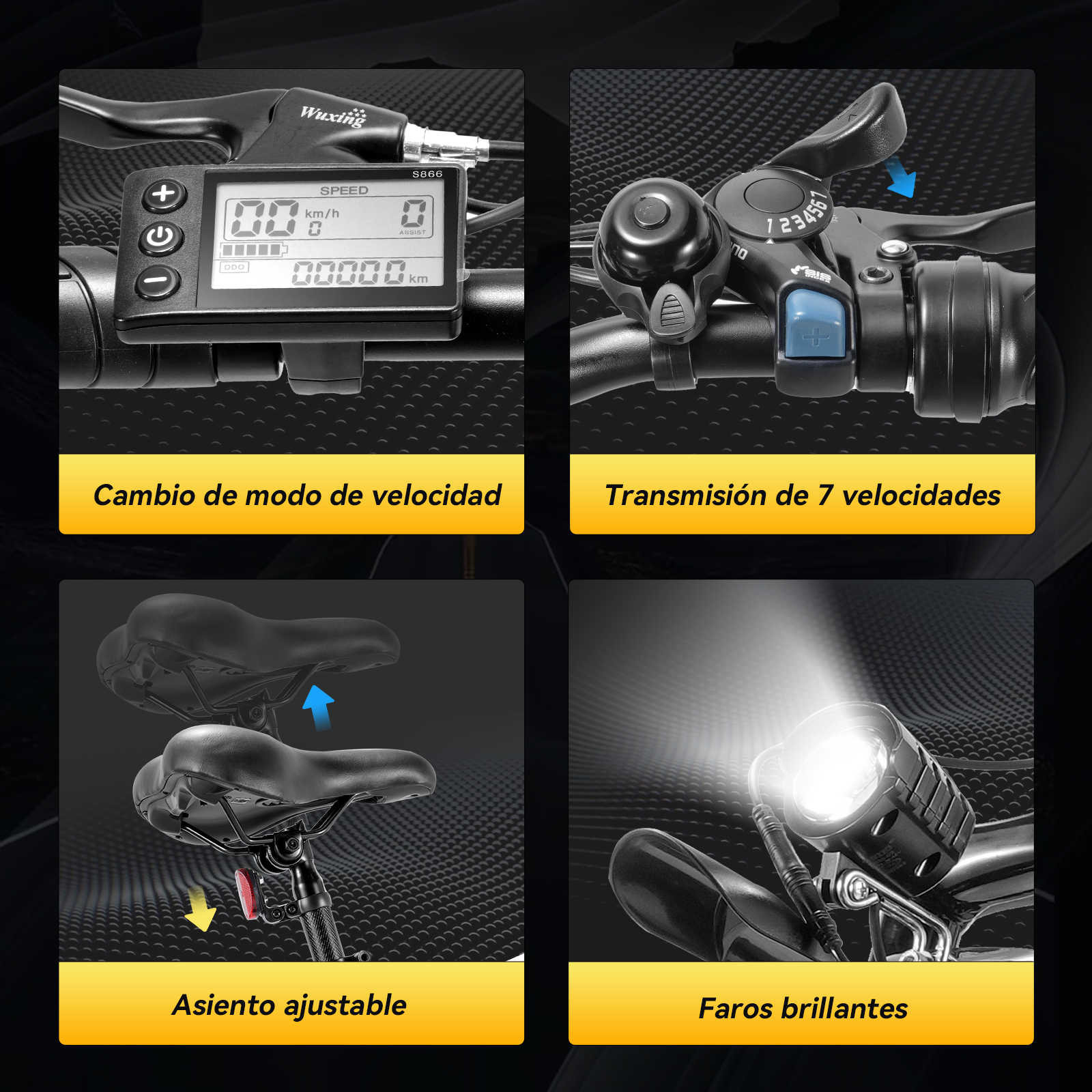 Foto 7 | Bicicleta Eléctrica Con Batería Extraíble  Honey Whale S8 Gris