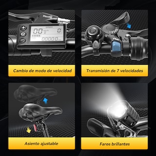 Foto 7 | Bicicleta Eléctrica Con Batería Extraíble Honey Whale S8 Gris