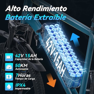 Foto 3 | Bicicleta Eléctrica Con Batería Extraíble Honey Whale S8 Azul