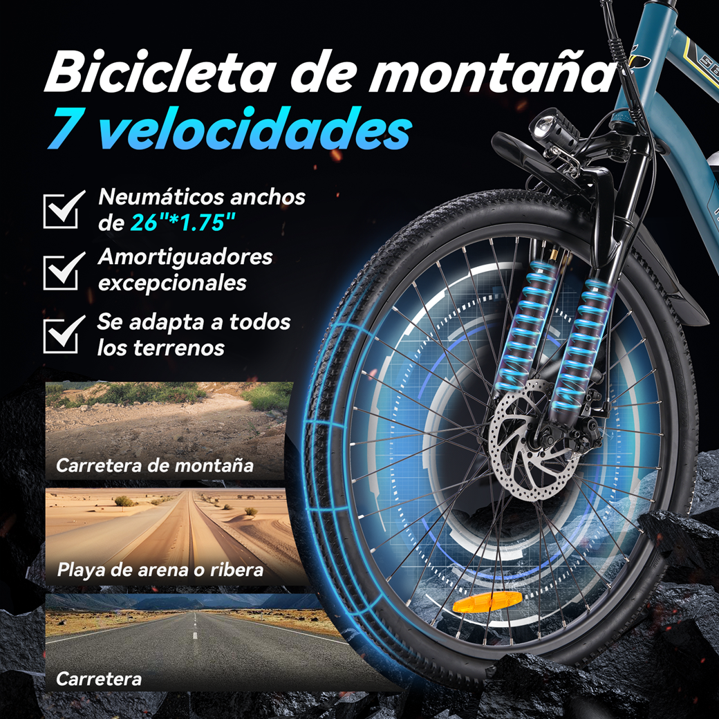 Foto 6 pulgar | Bicicleta Eléctrica Con Batería Extraíble  Honey Whale S8 Azul