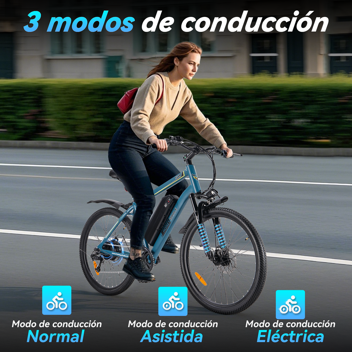 Foto 7 pulgar | Bicicleta Eléctrica Con Batería Extraíble  Honey Whale S8 Azul
