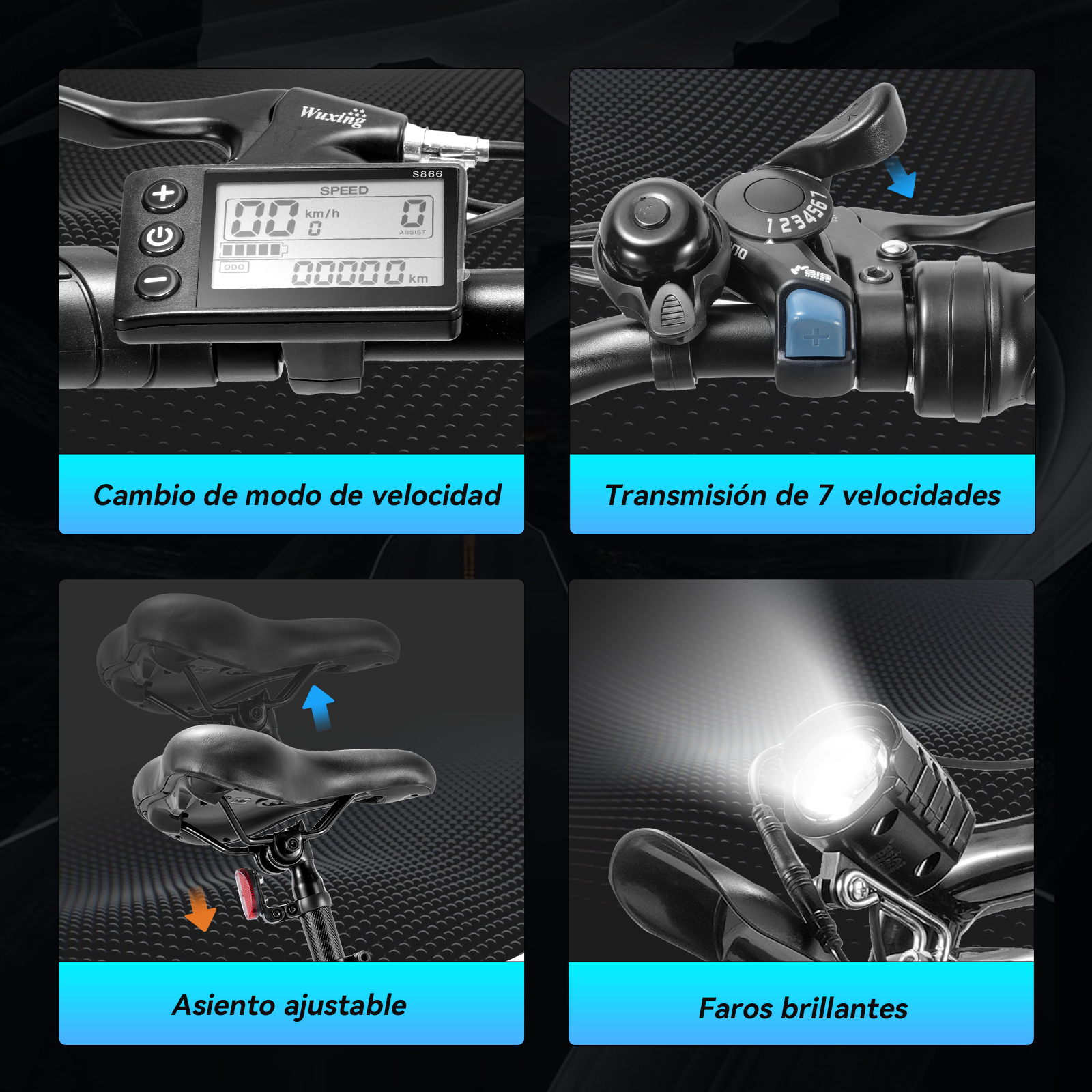 Foto 8 pulgar | Bicicleta Eléctrica Con Batería Extraíble  Honey Whale S8 Azul