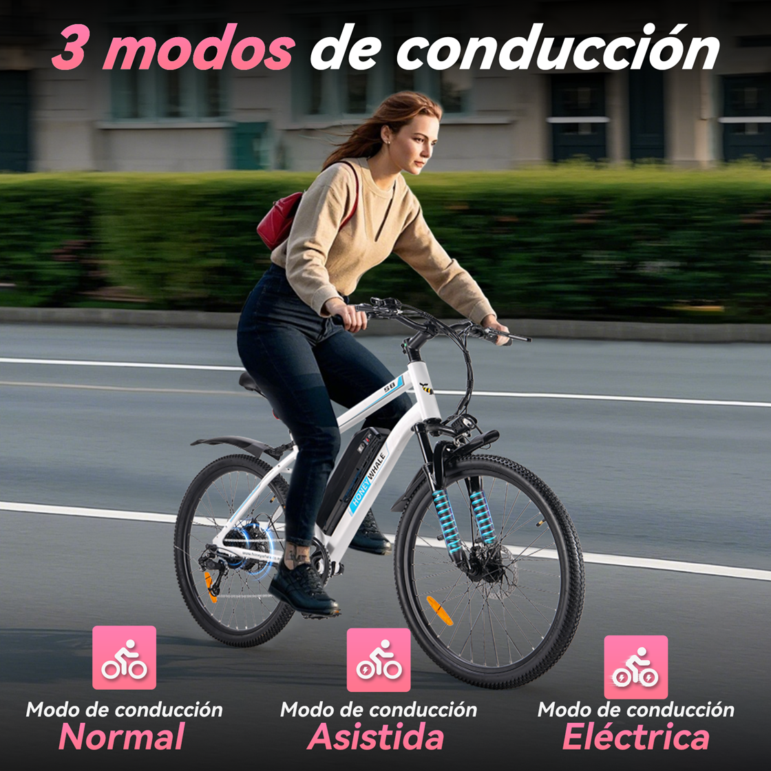 Foto 7 pulgar | Bicicleta Eléctrica Con Batería Extraíble  Honey Whale S8 Blanco
