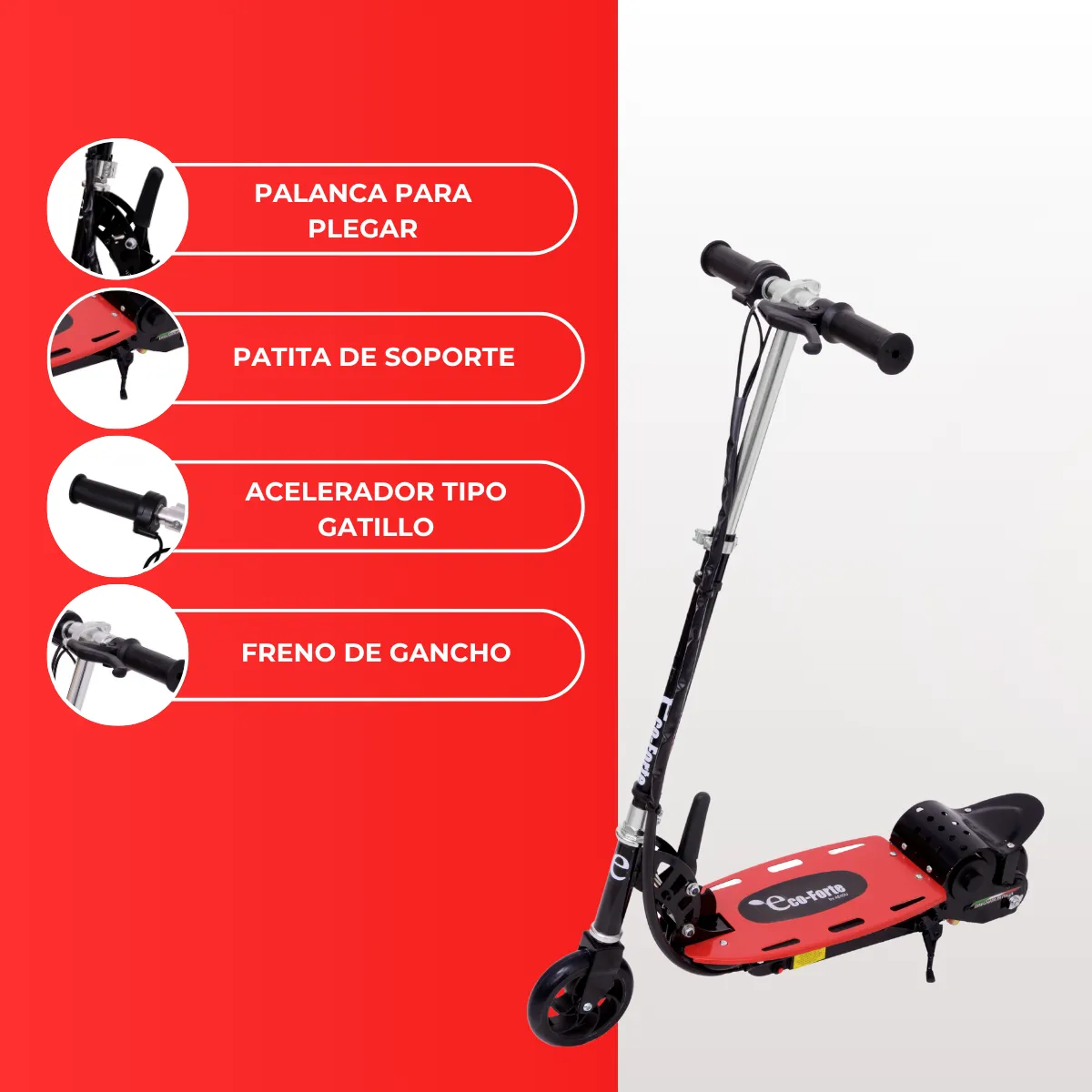 Foto 6 pulgar | Scooter Patín Eléctrico Eco-forte Cd15 Plegable 120w 12km/h