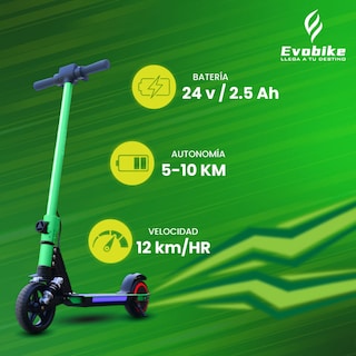 Foto 3 | Scooter Electrico Evokid Para Niños 130w, 16 Km/h Verde