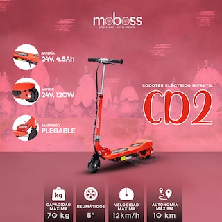 Foto 4 | Scooter Eléctrico Infantil Plegable Moboss Cd2 Rojo