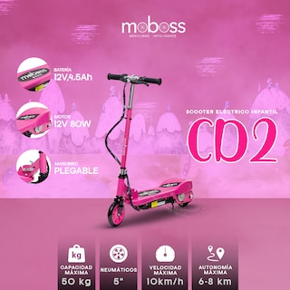 Foto 4 | Scooter Eléctrico Infantil Plegable Moboss Cd2 12v Rosa