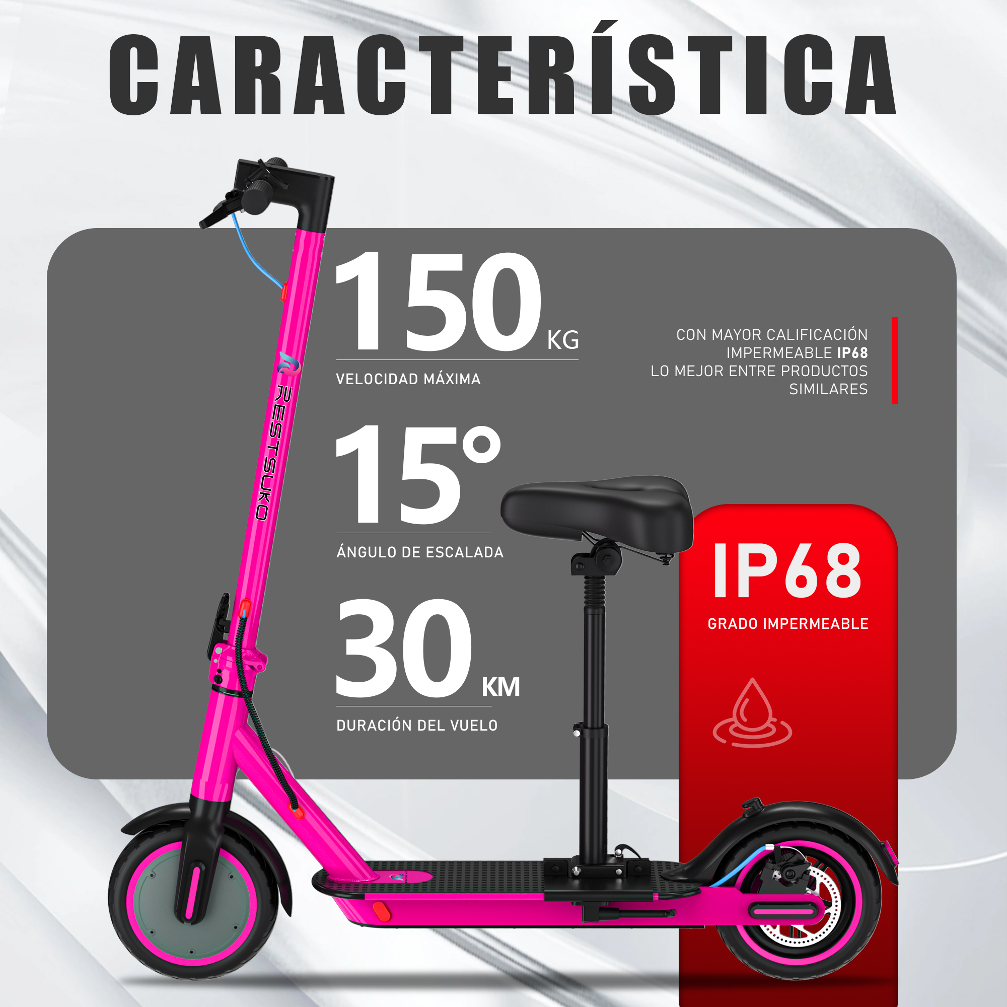 Foto 3 pulgar | Scooter Electrico Plegable Con Asiento De 35km/h