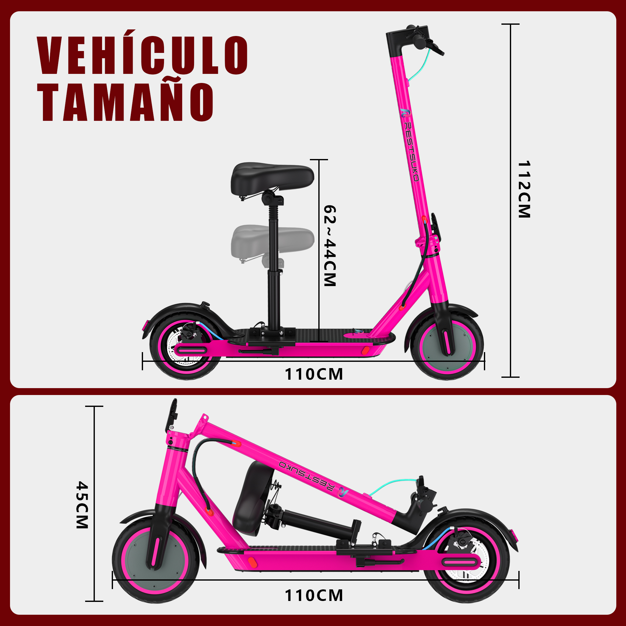 Foto 8 pulgar | Scooter Electrico Plegable Con Asiento De 35km/h