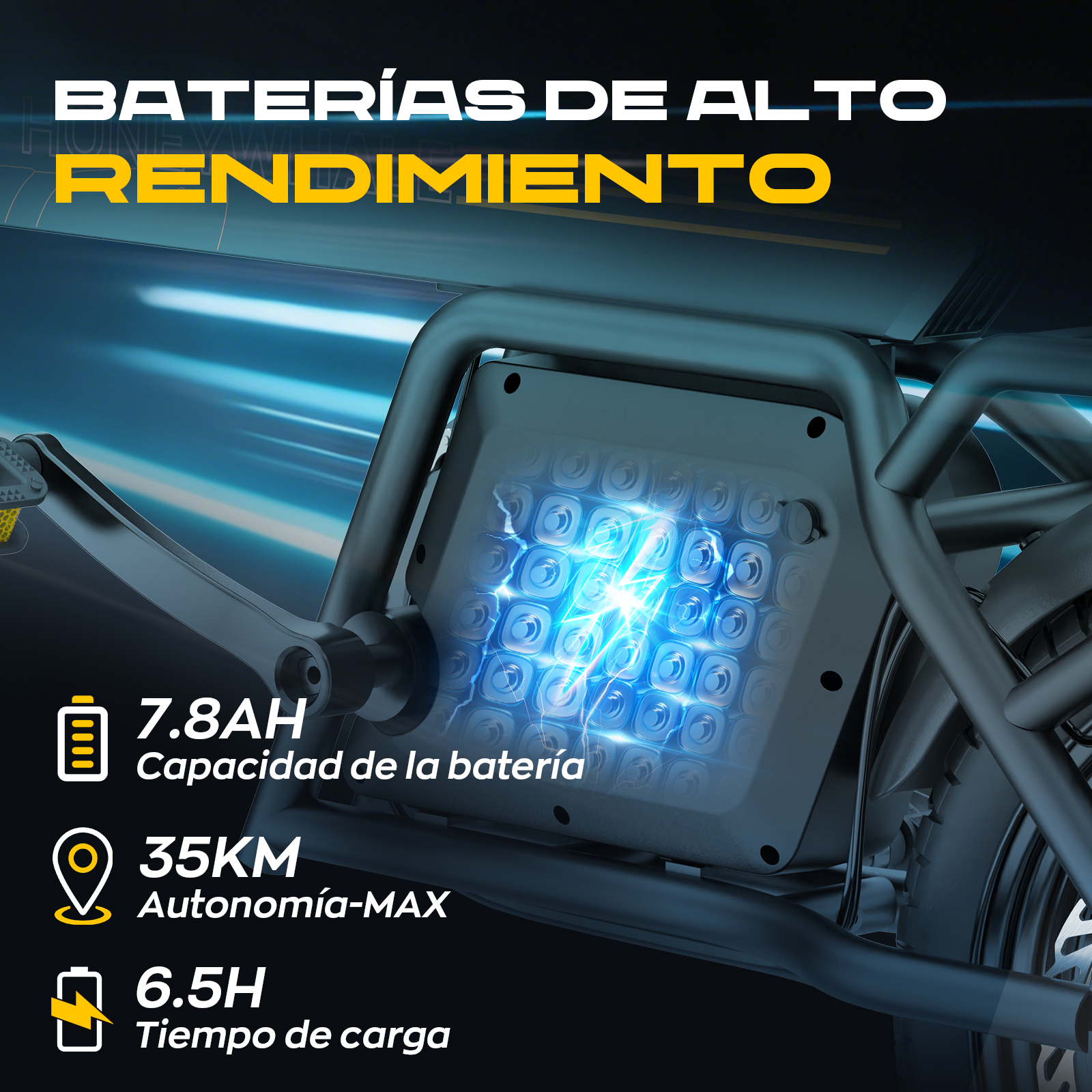Foto 4 pulgar | Bicicleta Electrica Plegable Honey Whale B20 Negro