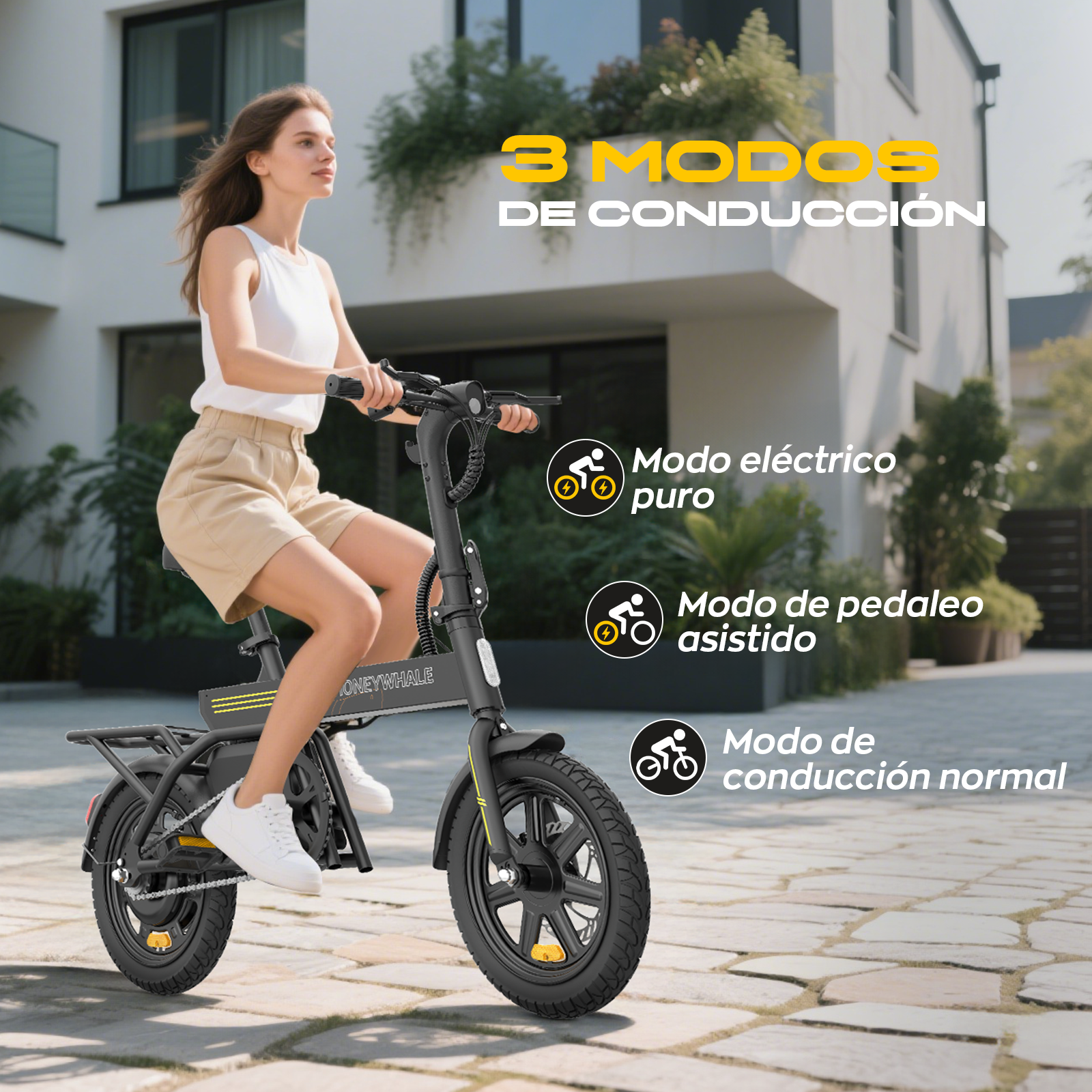 Foto 5 pulgar | Bicicleta Electrica Plegable Honey Whale B20 Negro