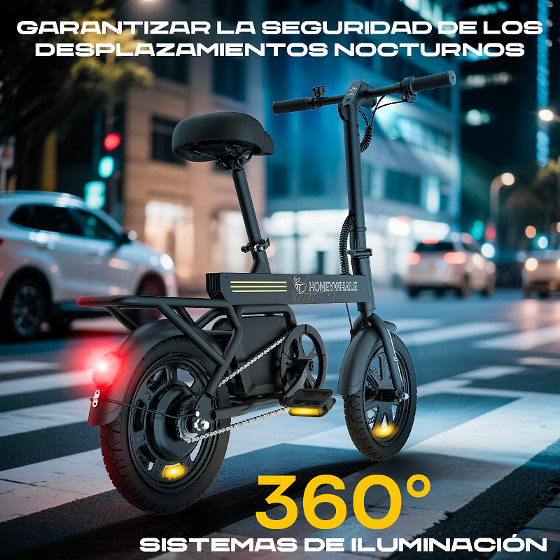 Foto 7 pulgar | Bicicleta Electrica Plegable Honey Whale B20 Negro