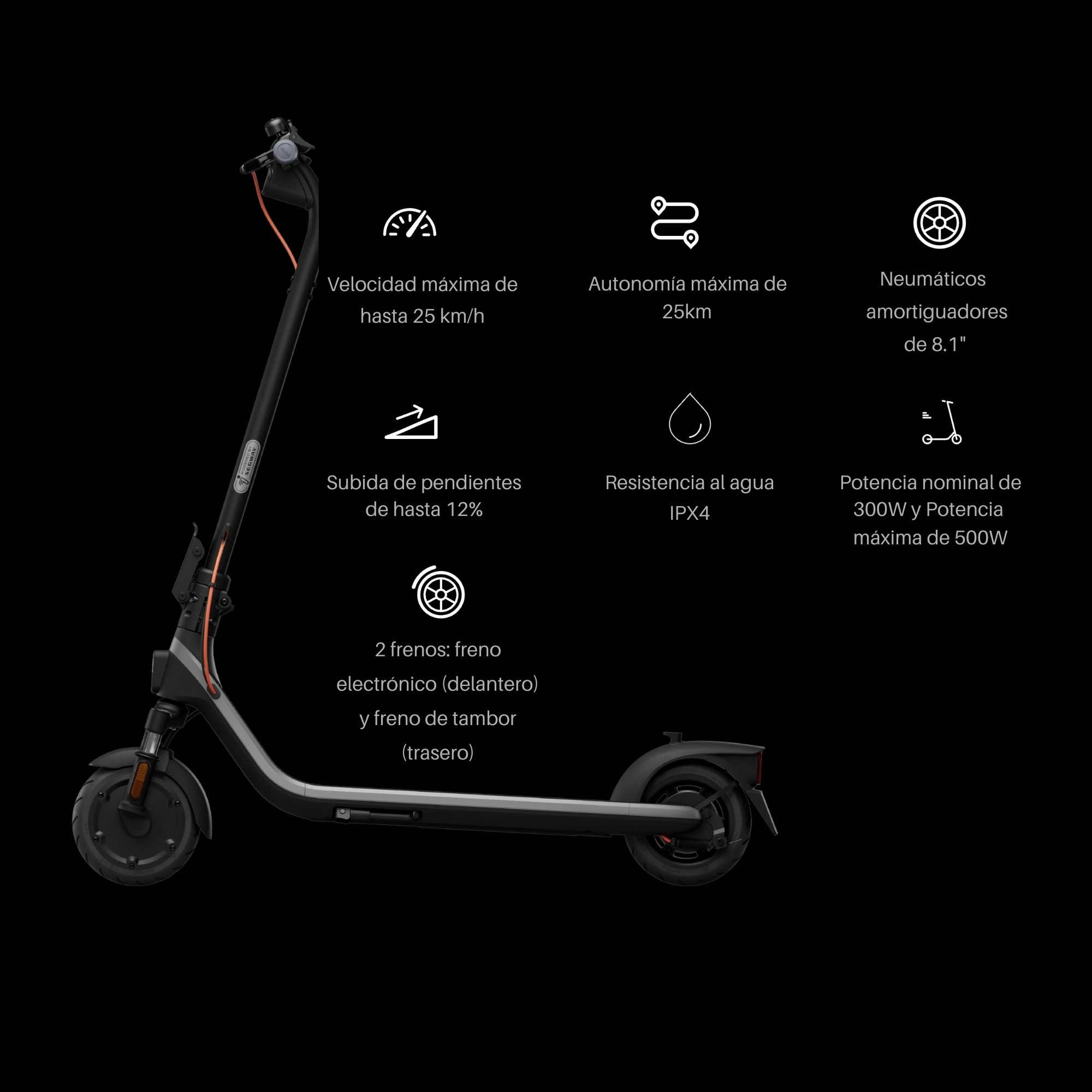 Foto 3 pulgar | Scooter Eléctrico Segway Ninebot E2 Plus Ii Color Negro