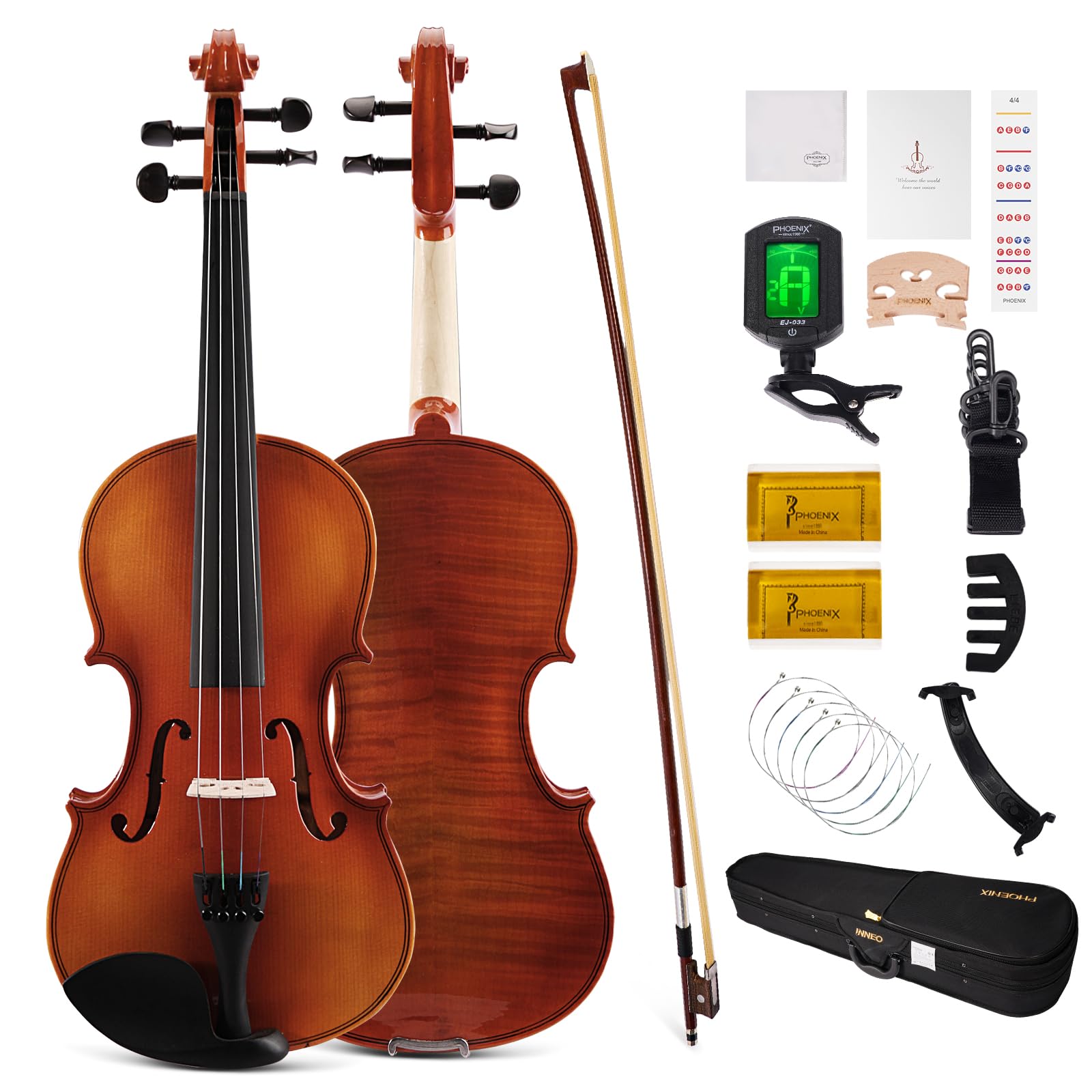 Foto 2 pulgar | Kit De Violín Phoenix 4/4 De Tamaño Completo Para Principiantes Con Accesorios - Venta Internacional.