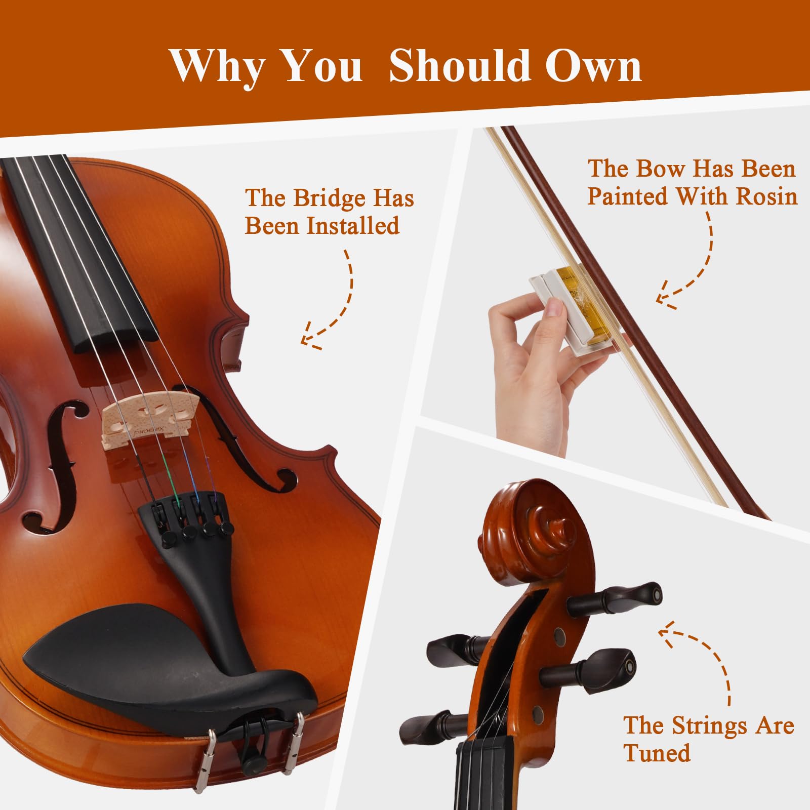 Foto 4 pulgar | Kit De Violín Phoenix 4/4 De Tamaño Completo Para Principiantes Con Accesorios - Venta Internacional.