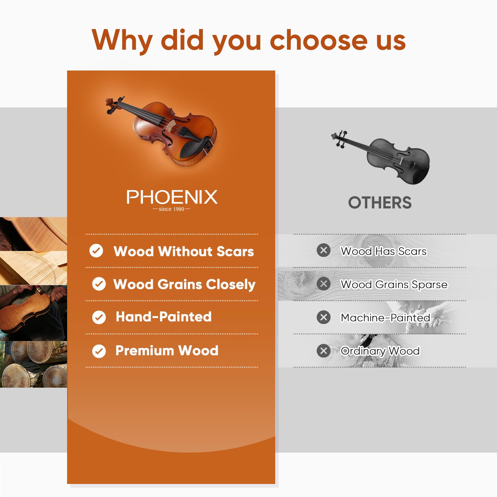 Foto 5 | Kit De Violín Phoenix 4/4 De Tamaño Completo Para Principiantes Con Accesorios - Venta Internacional.
