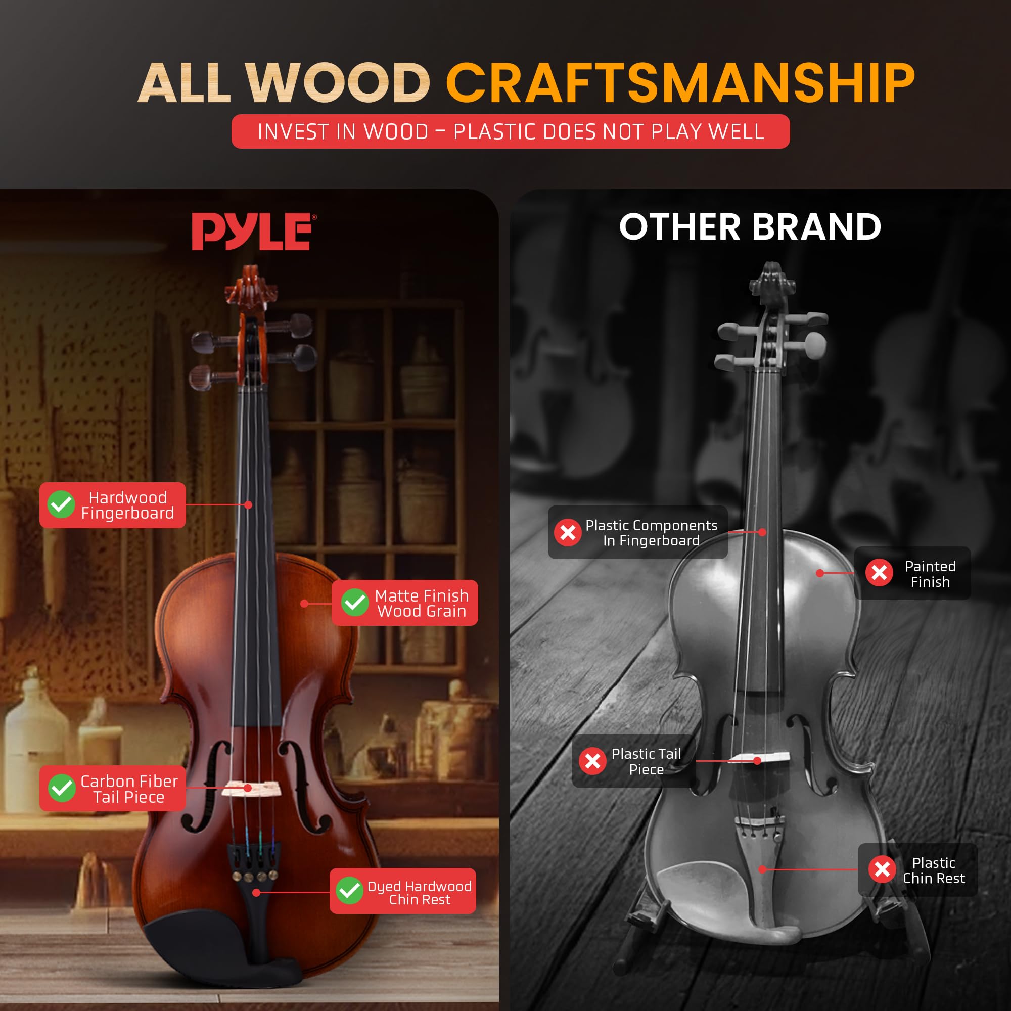 Foto 4 | Kit De Iniciación Para Principiantes Violin Pyle, Tamaño 1/2, Con Funda De Viaje Y B - Venta Internacional.