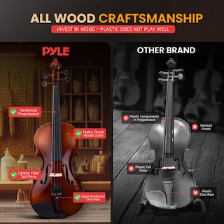 Foto 4 | Kit De Iniciación Para Principiantes Violin Pyle, Tamaño 1/2, Con Funda De Viaje Y B - Venta Internacional.