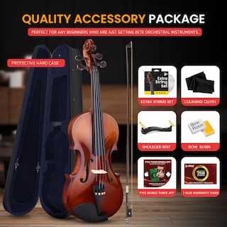 Foto 5 | Kit De Iniciación Para Principiantes Violin Pyle, Tamaño 1/2, Con Funda De Viaje Y B - Venta Internacional.