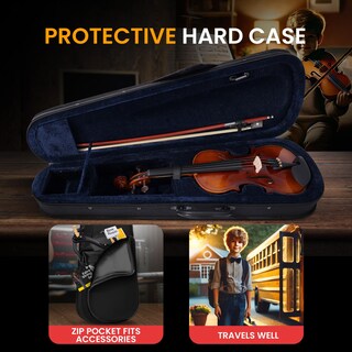 Foto 6 | Kit De Iniciación Para Principiantes Violin Pyle, Tamaño 1/2, Con Funda De Viaje Y B - Venta Internacional.
