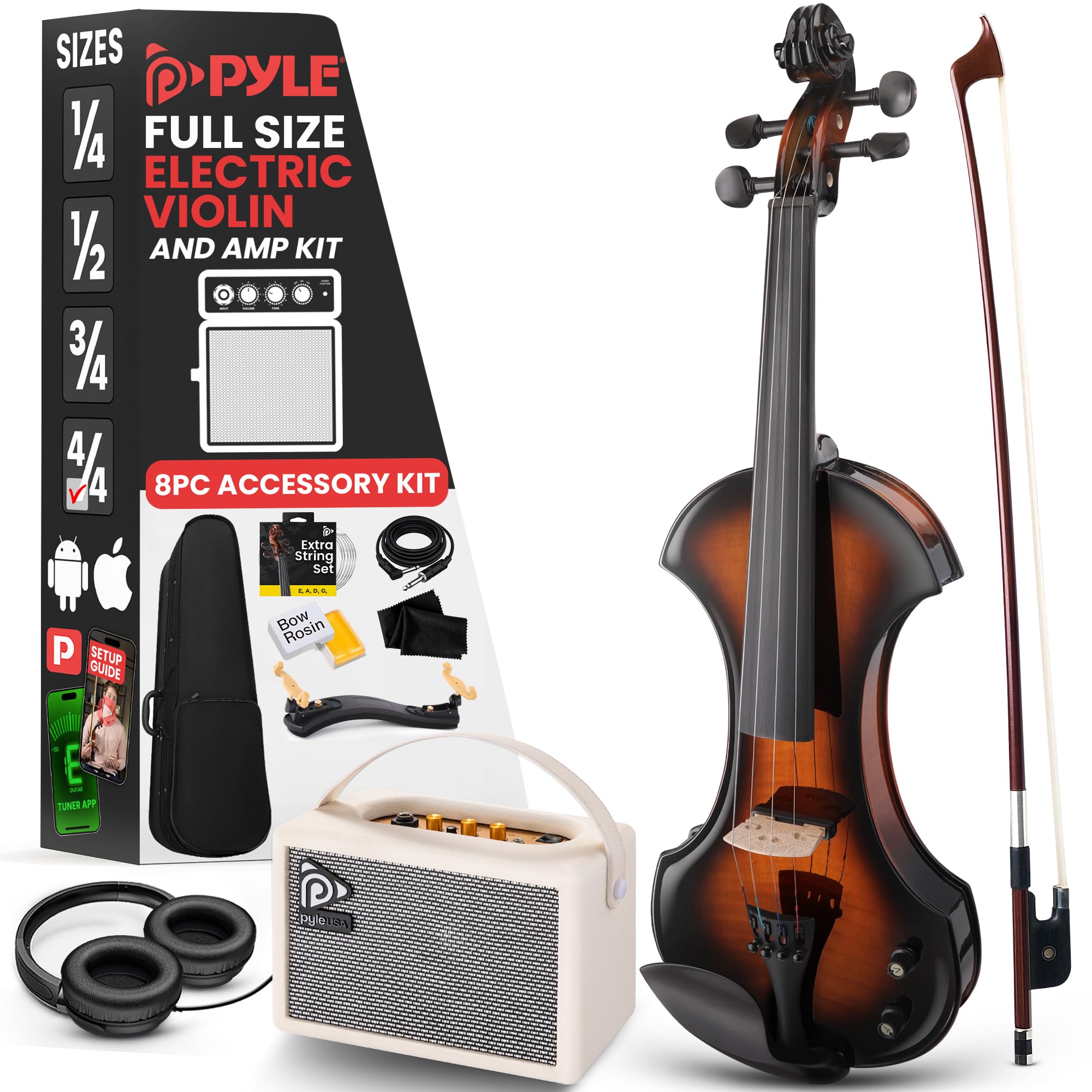 Foto 1 | Violín Eléctrico Pyle Silent 4/4 Con Kit De Amplificador Y Acceso. - Venta Internacional.