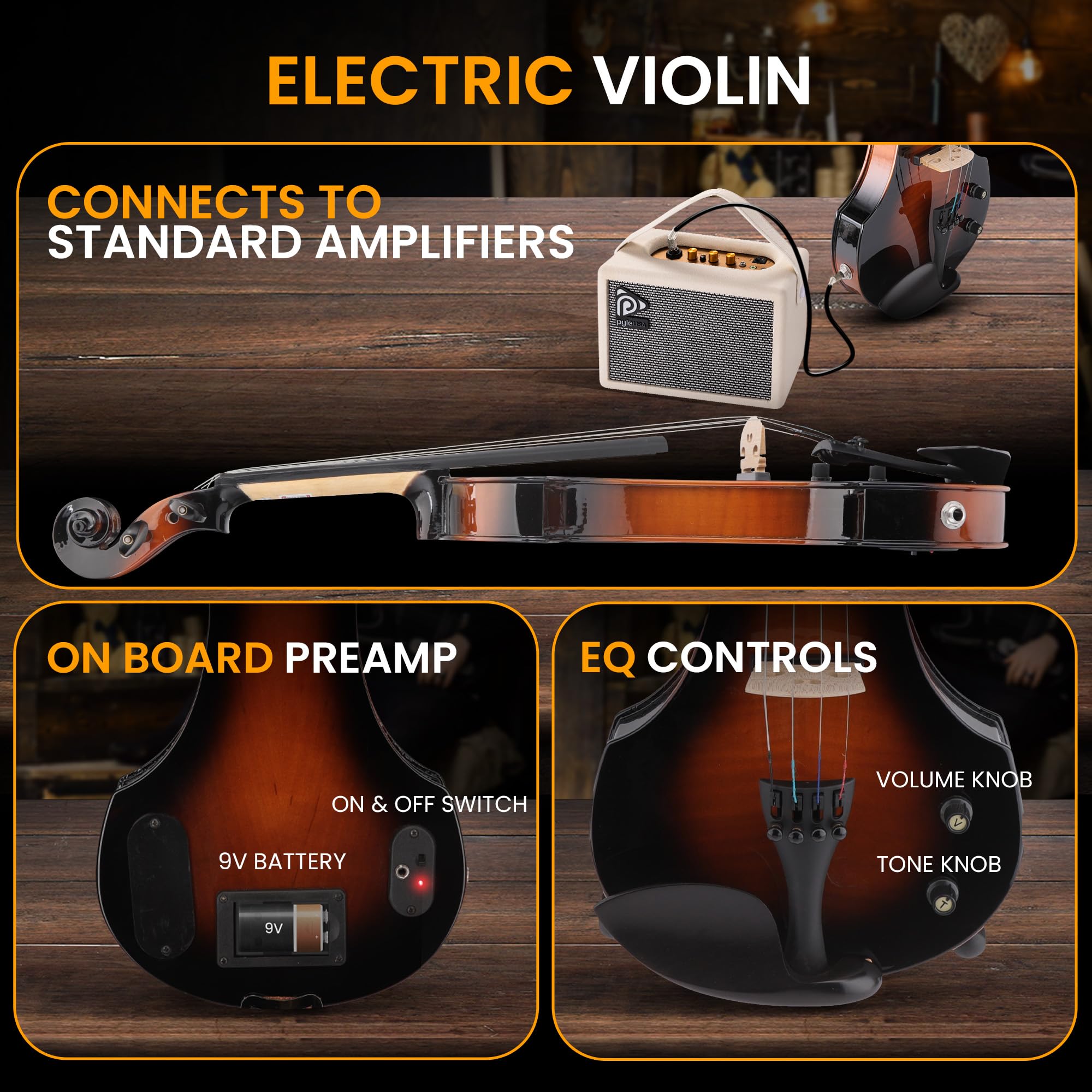 Foto 3 pulgar | Violín Eléctrico Pyle Silent 4/4 Con Kit De Amplificador Y Acceso. - Venta Internacional.